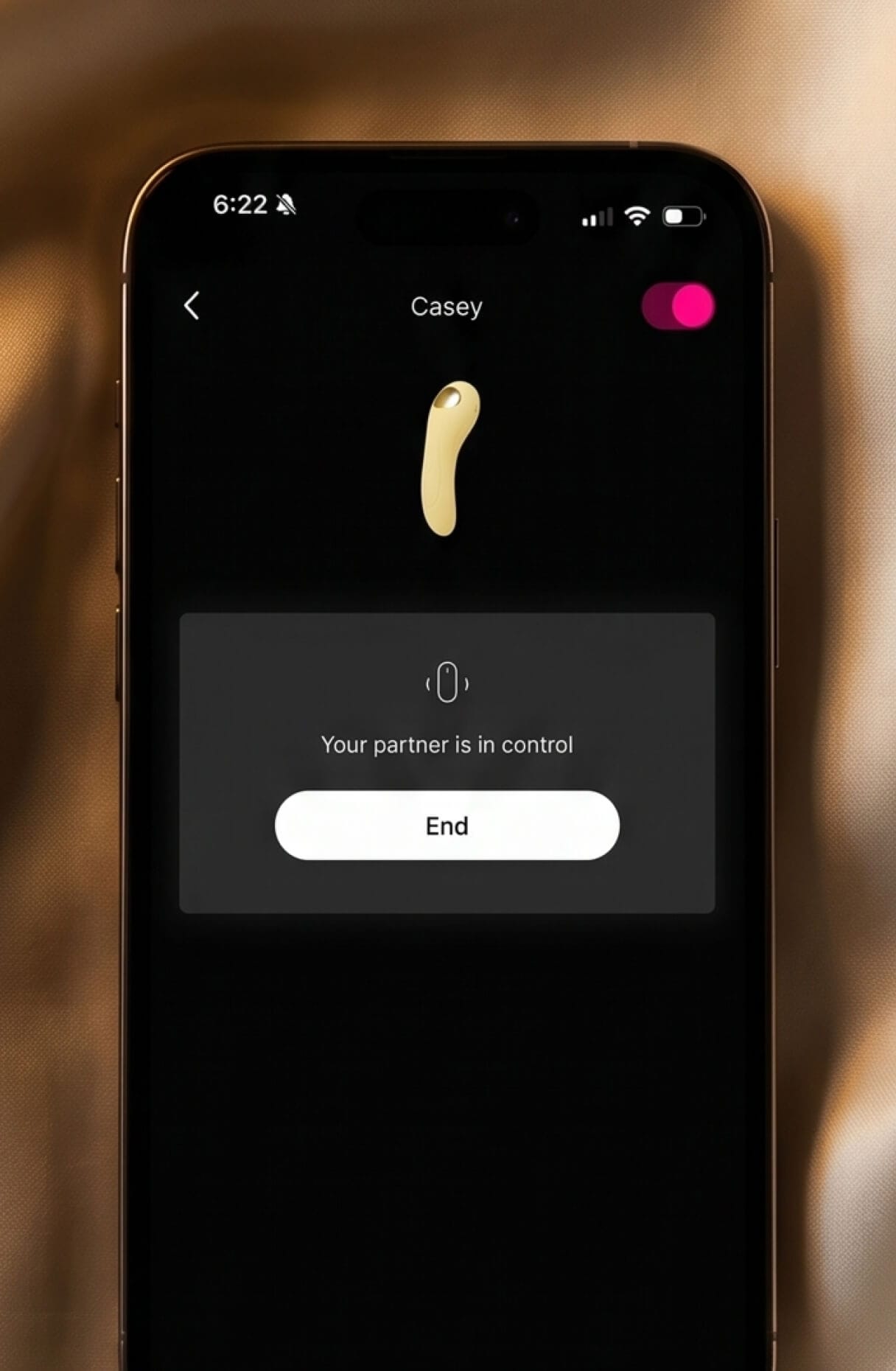 The Vibes Only app controlling a toy on a phone